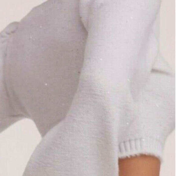 For Love & Lemons Large Odette Glitter Mohair Knit Cardigan Ivory White - Picture 4 of 8